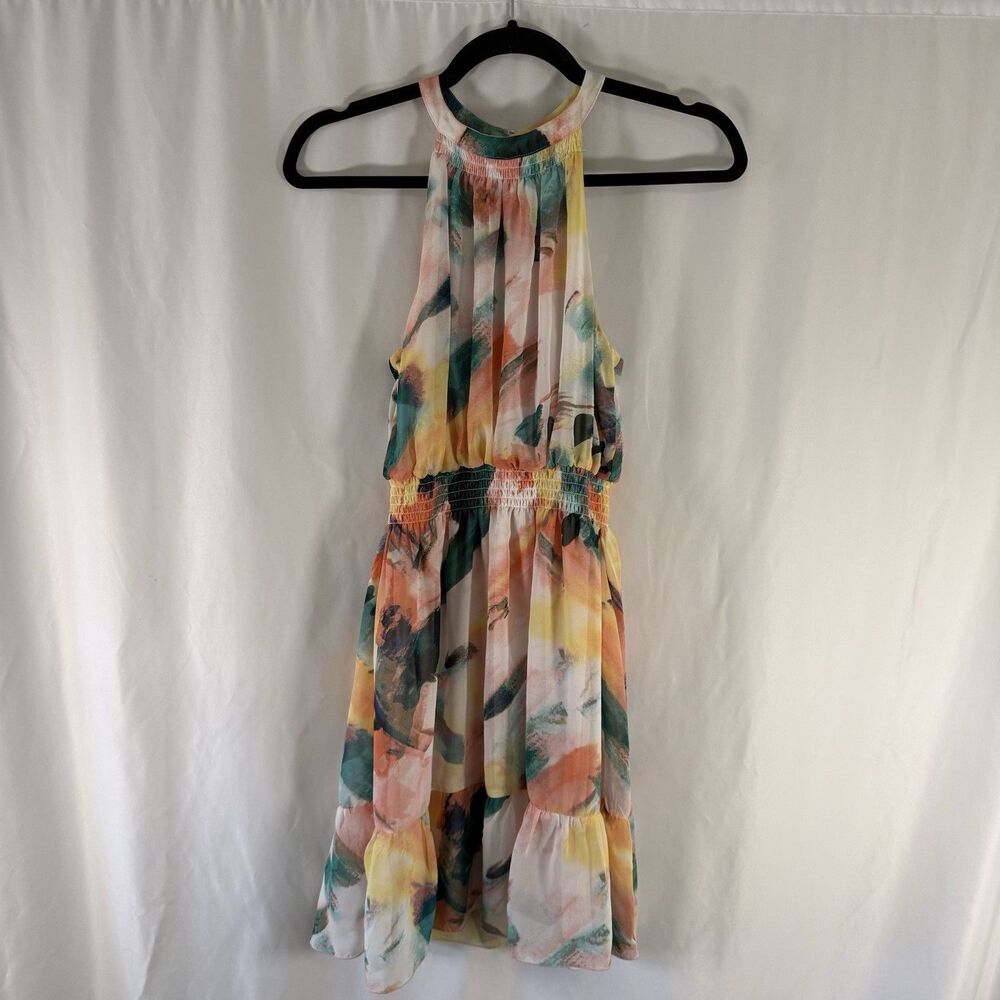 Laundry by Shelli Segal Dress Women's 0 Rainbow Smocked Sleeveless Pullover